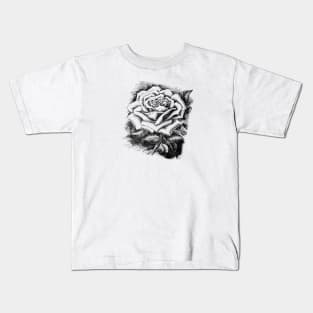 Rose Flower Black and White Illustration Kids T-Shirt